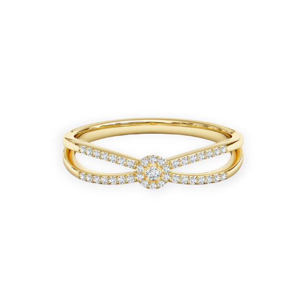 Elegant 14K Solid Gold 2 Band Diamond Ring