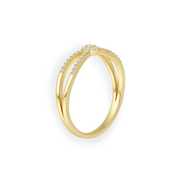 Elegant 14K Solid Gold 2 Band Diamond Ring