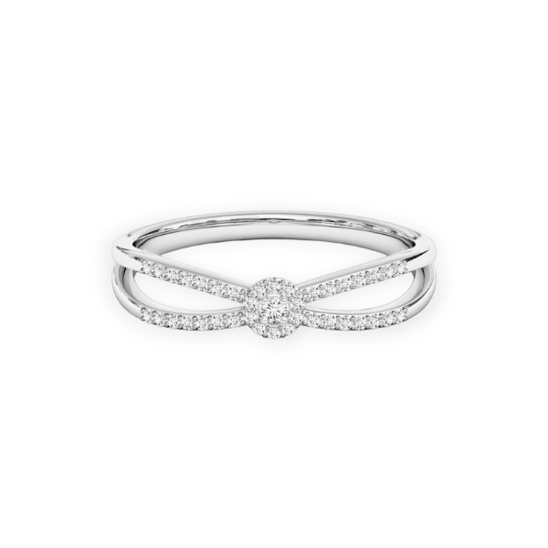 Elegant 14K Solid Gold 2 Band Diamond Ring