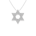 14K Solid Gold Star Of David Diamond Necklace