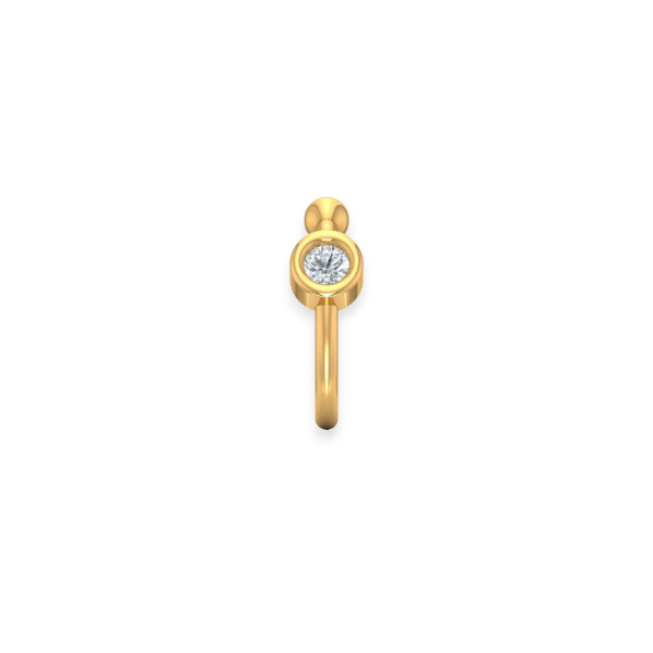18K Solid Gold Single Diamond Bezel Nose Pin