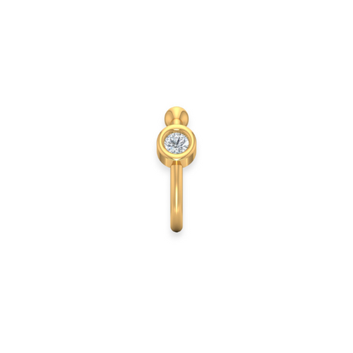 18K Solid Gold Single Diamond Bezel Nose Pin