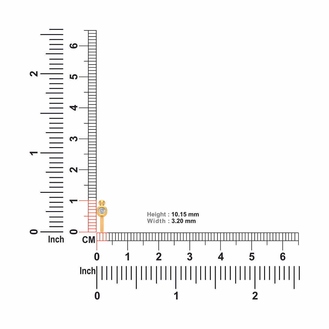 18K Solid Gold Single Diamond Bezel Nose Pin